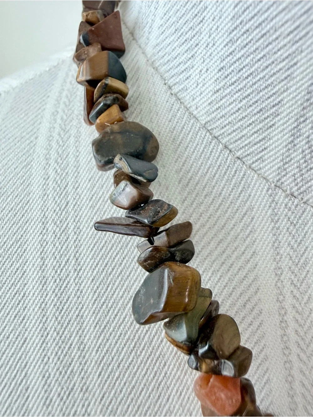 Natural Tiger's Eye Chip Bead Necklace Carved Turtle Pendant Boho 16”- 18